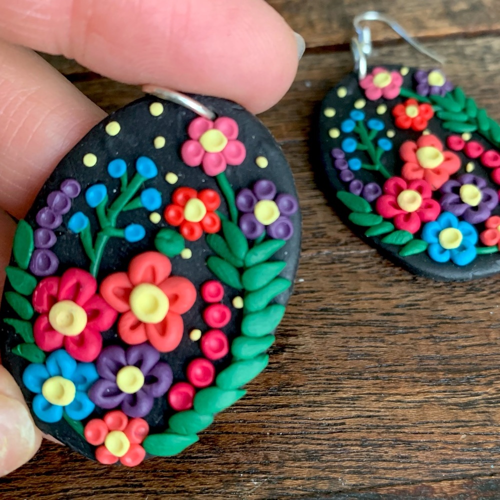 Handmade polymer clay earrings.
